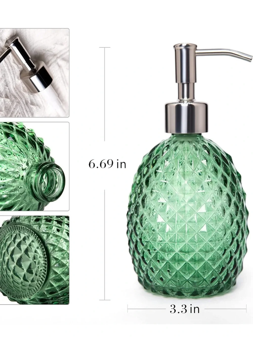 2 Modern Glass Soup Refillable Dispenser With Pump Bathroom or Kitchen